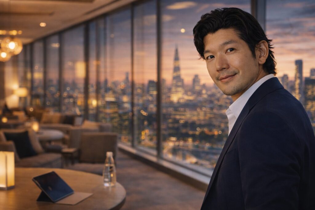 MBA・PCCコーチ刈谷洋介が国際的なラウンジで対話を予感させる、統合型パーソナルコーチング for 英会話のトップ画像